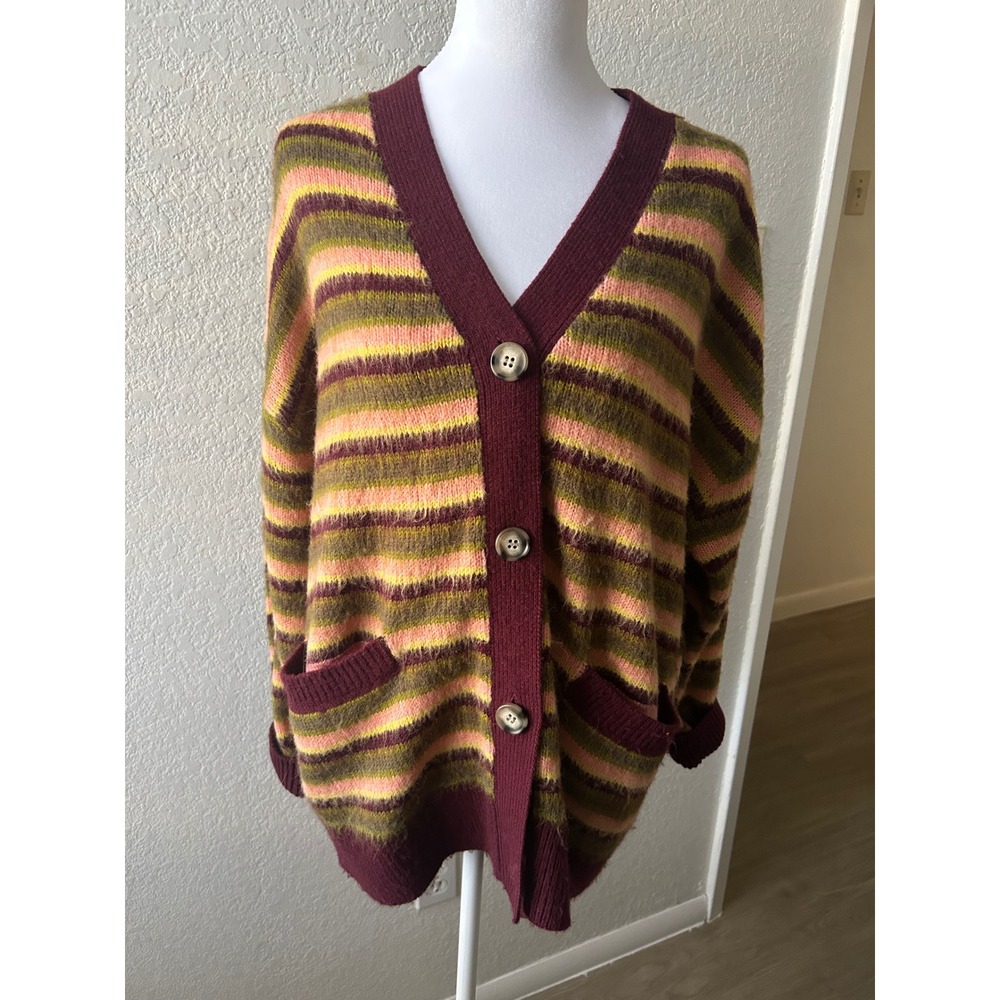 Daydreamer‎ Striped Mohair Blend Cardigan Multicolor Oversized S Artsy Dopamine